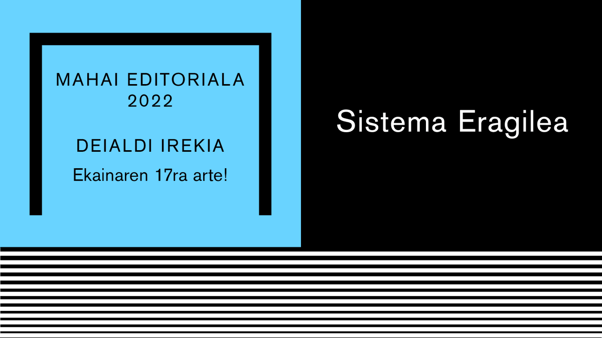 zko_editorial's tweet photo. Bi aste falta dira Sistema Eragilearen Mahai Editorialerako arkezteko, aurten uztailak 2 eta 3 Azpeitiko @Dinamoaaa Mahai Editorialean artistek, editoreak eta diseinatzaileek bere argitalpen eta autoedizioak aurkeztu dezakate. Ez falta! https://t.co/A2mds0IhtL