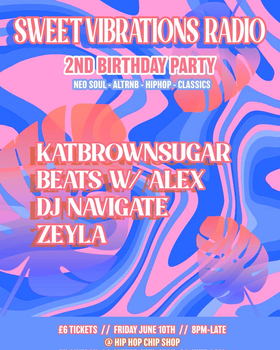 KatBROWNSUGAR's tweet image. Tickets to Sweet Vibrations Radio bday party THIS FRIDAY at @thehiphopchippy 🎟️🎂 altrnb // neo soul // hiphop 🎉 come celebrate 2years of Sweet vibes xx skiddle.com/whats-on/Manch…