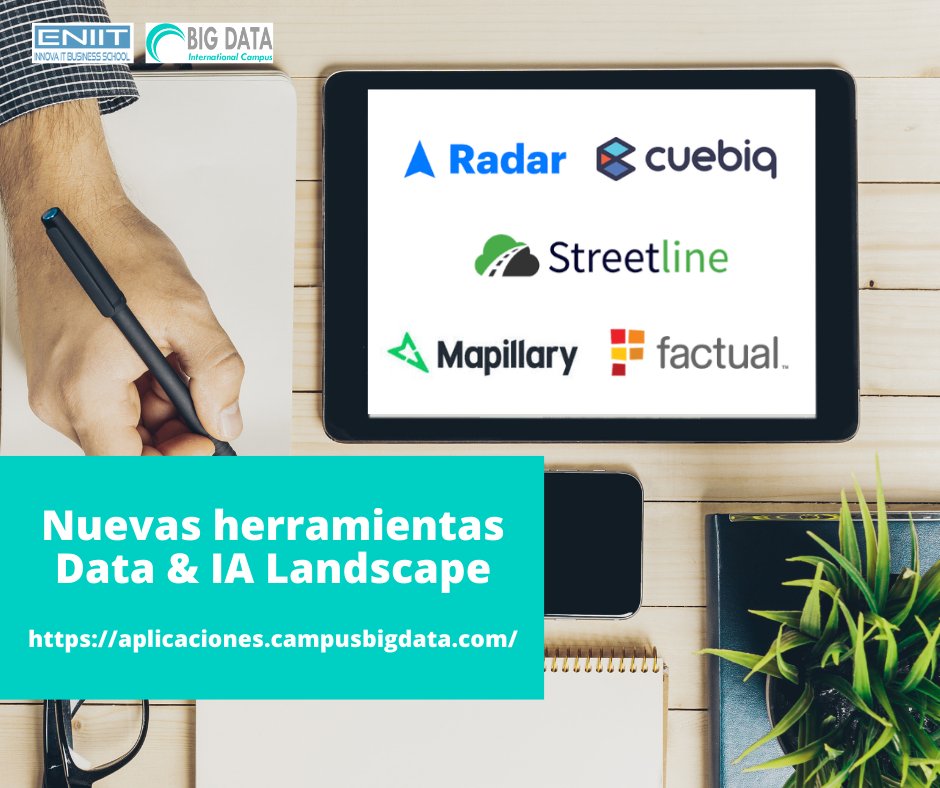 MasterBigData1's tweet image. ¿Has visto las nuevas herramientas #DataResource de esta semana? #Radar @Cuebiq @StreetlineInc @mapillary o #Factual son algunas de ellas. ¡Descúbrelas!
aplicaciones.campusbigdata.com