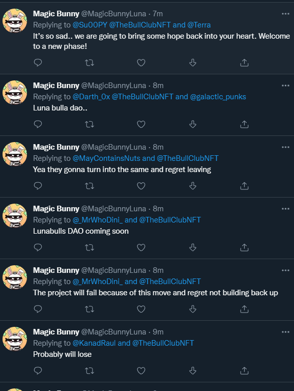 tzm_ww's tweet photo. @MagicBunnyLuna @TheBullClubNFT If this is your marketing strategy to publicize your upcoming project, good luck. Try touching some grass big man. https://t.co/Qve2T1zo0w
