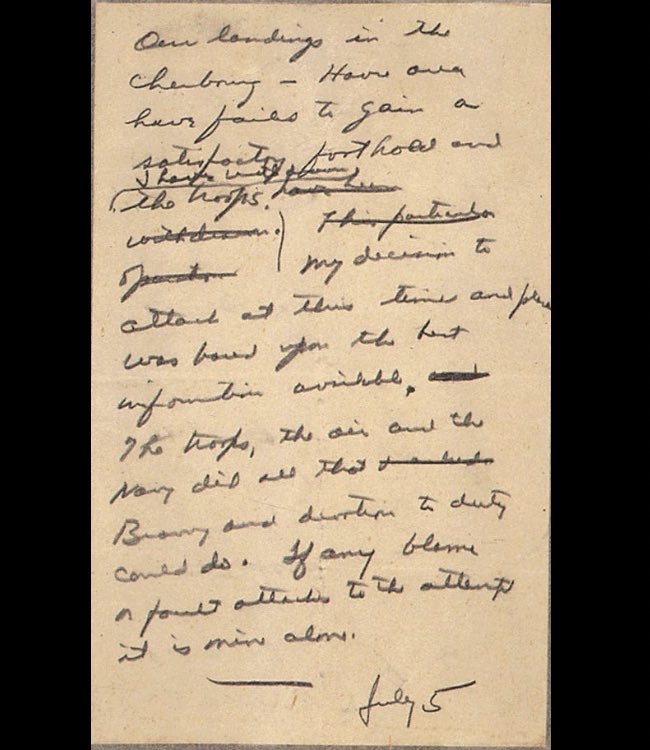 JerryDunleavy's tweet image. Left: Eisenhower’s D-Day letter: “You are about to embark upon the Great Crusade” &amp;amp; “Let us beseech the blessing of Almighty God upon this great &amp;amp; noble undertaking.”

Right: Eisenhower’s in-case-of-failure letter: “If any blame or fault attaches to the attempt it is mine alone.”
