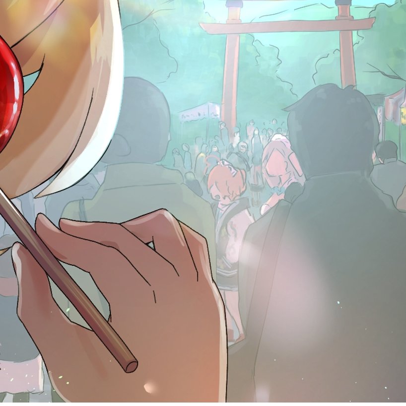 #このタグを見た人はラフ画とその完成絵を見せる 
人ごみにC&Cが紛れていたりする⛩️ 