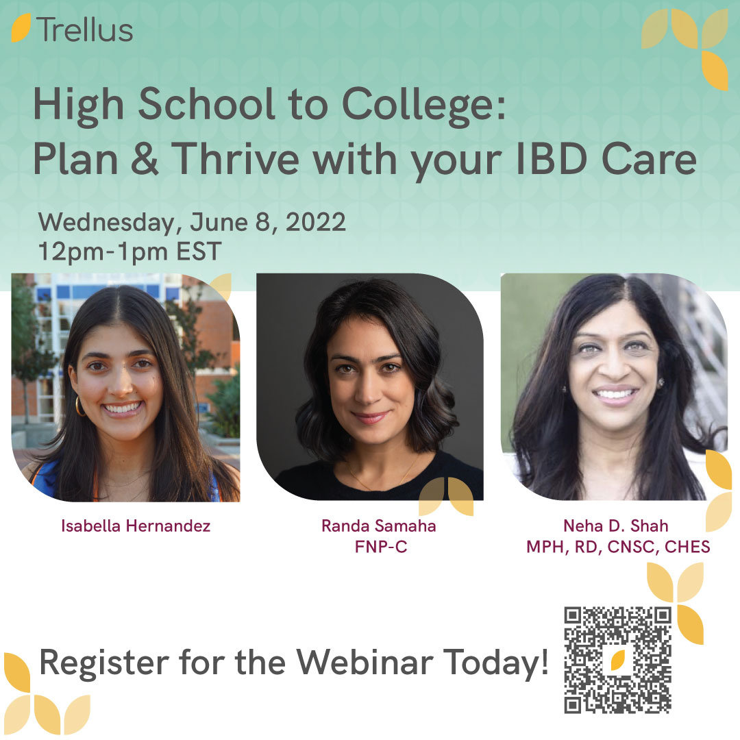 TrellusHealth's tweet photo. Whether it's high school, college, or graduate school, now is the time to get ready for the upcoming school year. Large life transitions always come with both joys and challenges, and this can be especially true for people with IBD.  

Registration: https://t.co/v42wRdHiLx https://t.co/uCczMzLuVO