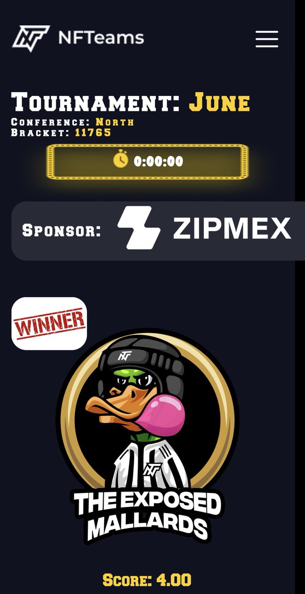 NFT_Ole's tweet photo. @Zipmexaustralia @day25 @NFTeams_ My team made it to round 2 with only 4 pts 👍🏼 https://t.co/cAijoBDrN9