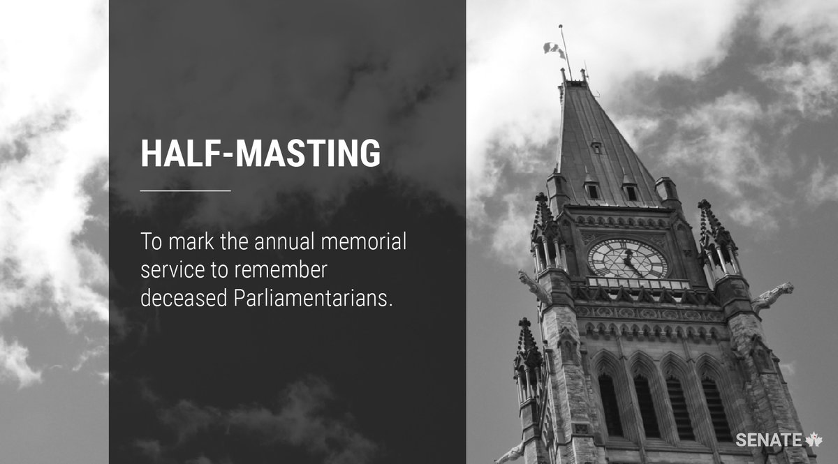 Today, the flag on the Peace Tower will be flown at half-mast for the duration of the memorial service to remember deceased Parliamentarians. See the list of those honoured during this memorial service: ow.ly/ax5j50Jpy5m

#SenCA #cdnpoli <a href="/exparl/">CAFP / ACEP</a>