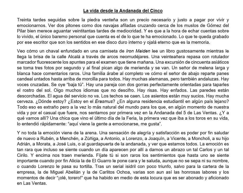 darioserranopue's tweet photo. ✍️La vida desde la Andanada del Cinco

"El único baremo personal que cuenta es el de lo que te ha emocionado. Lo que te queda grabado por ese escritor que son los sentidos en ese disco duro interno y ojalá eterno que es la memoria."

Humilde resumen de San Isidro 2022 https://t.co/5GJMfQjRYN