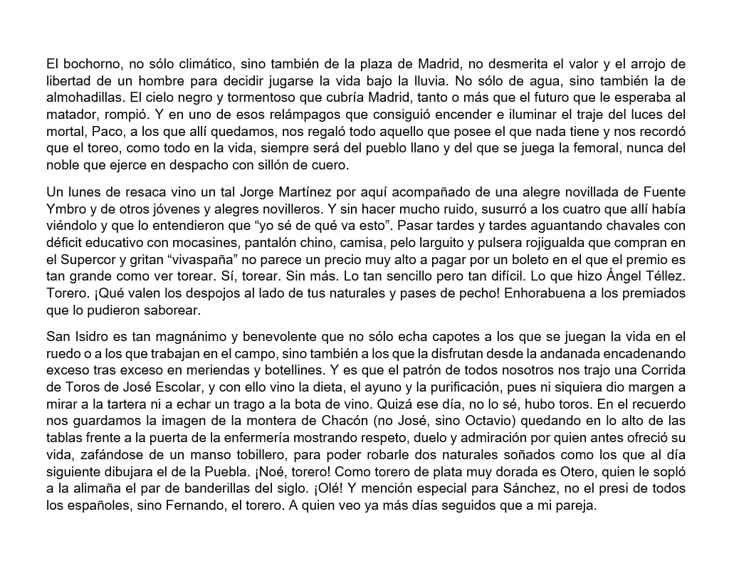 darioserranopue's tweet photo. ✍️La vida desde la Andanada del Cinco

"El único baremo personal que cuenta es el de lo que te ha emocionado. Lo que te queda grabado por ese escritor que son los sentidos en ese disco duro interno y ojalá eterno que es la memoria."

Humilde resumen de San Isidro 2022 https://t.co/5GJMfQjRYN