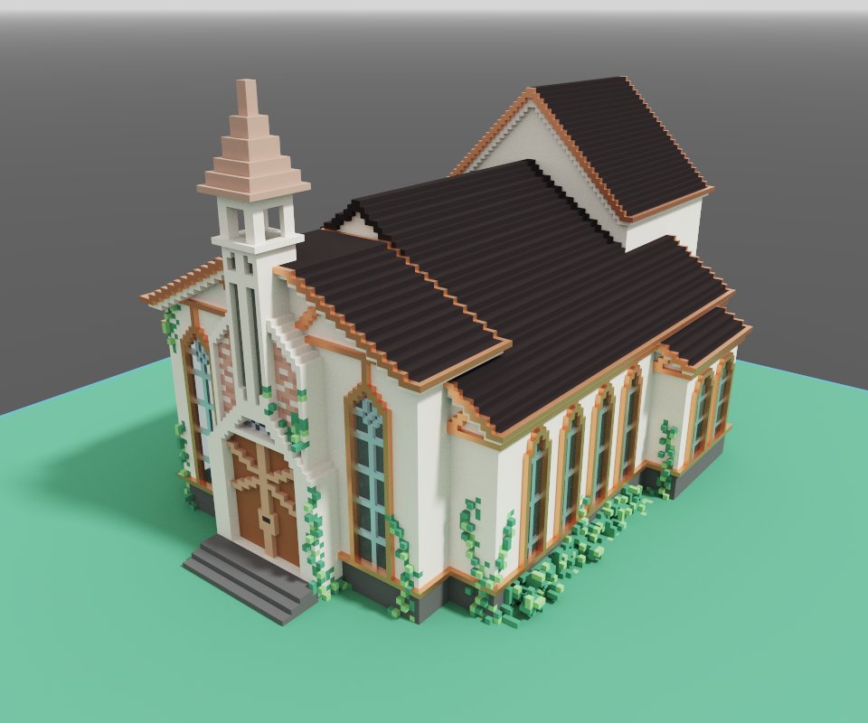 ときメモGs4の教会　3にもある？
#voxelart 
#magicavoxel 
#ボクセルアート