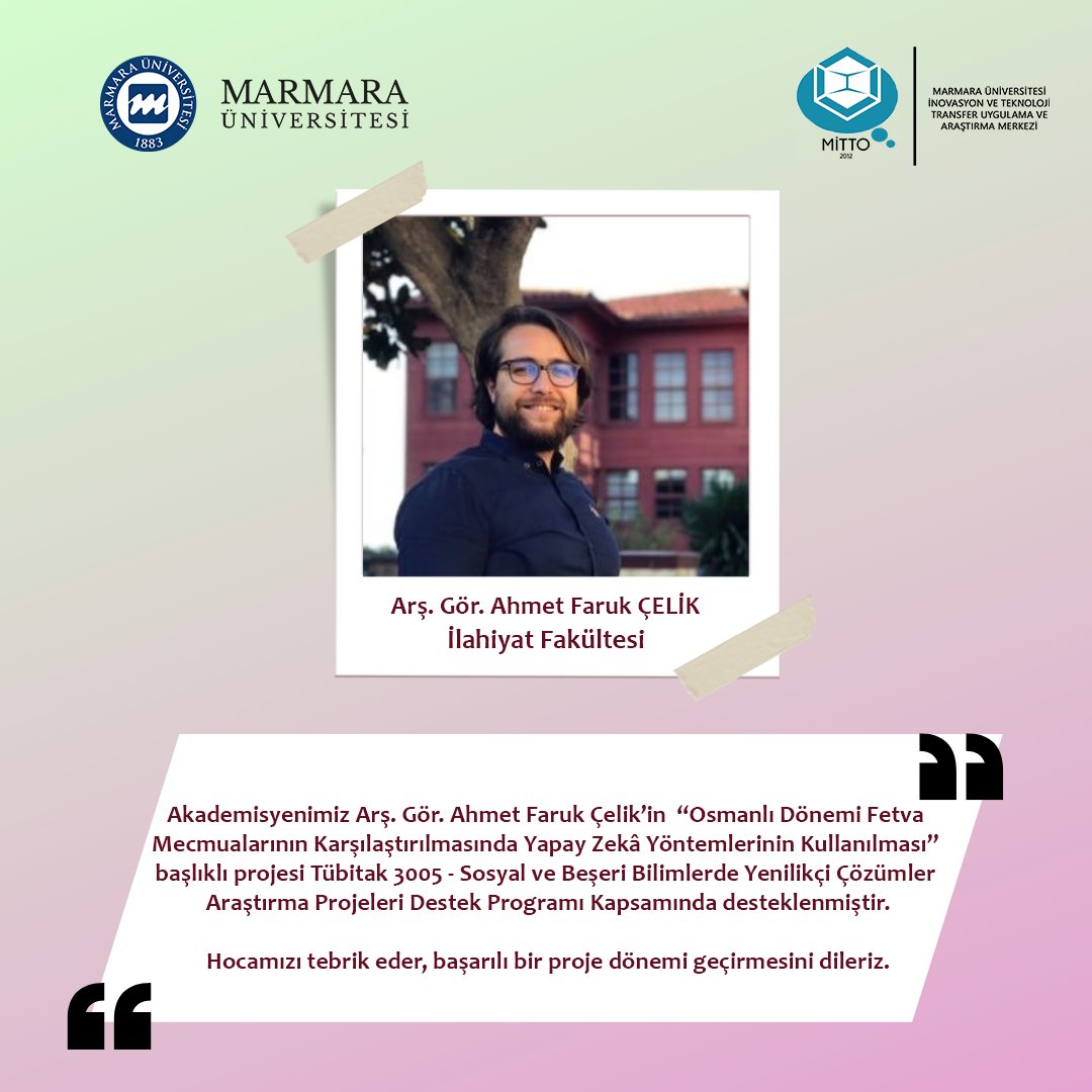 Hocamızı tebrik eder, başarılı bir proje dönemi geçirmesini dileriz. <a href="/ahmetfarukclk/">Ahmet Faruk Çelik</a>  
#tübitak3005 #ilahiyat