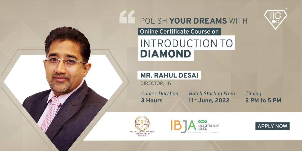 iigofficial's tweet image. Announcing Online Certificate Course on Diamonds
We are delighted to bring to you our all new online certificate course "Introduction to Diamond" for all you passionate learners.
Visit iigindia.com/application-fo… to enroll now!
#iig #internationalinstituteofgemology #diamondcourse
