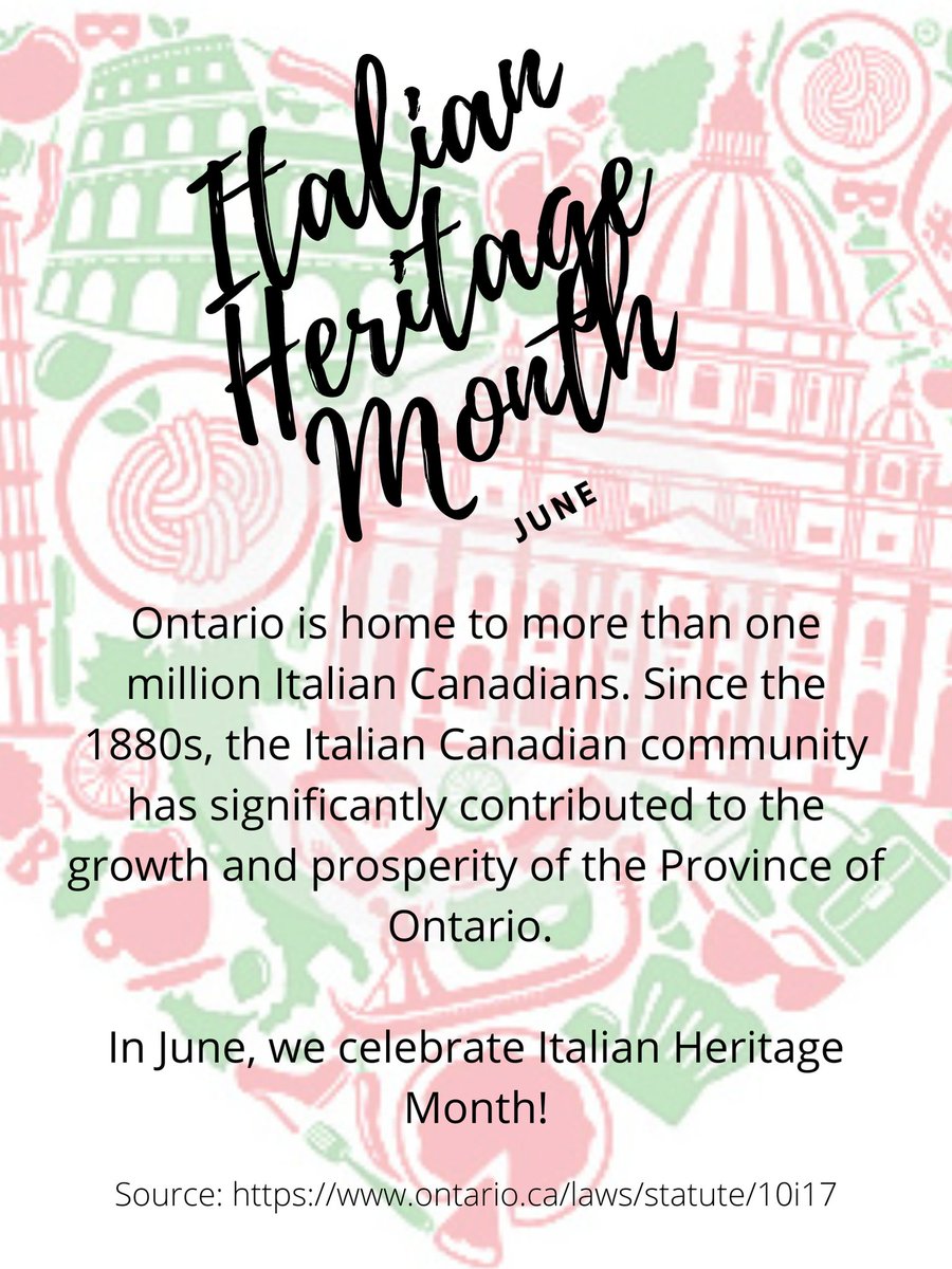 Ontario is home to more than one million Italian Canadians.  Since the 1880s, the Italian Canadian community has significantly contributed to the growth and prosperity of the Province of Ontario. Happy Italian Heritage Month!
<a href="/KellyKlalonde/">Kelly Lalonde</a> <a href="/mrsashleyhilli1/">ahillier</a> <a href="/bmillsap8/">Brent Millsap</a>