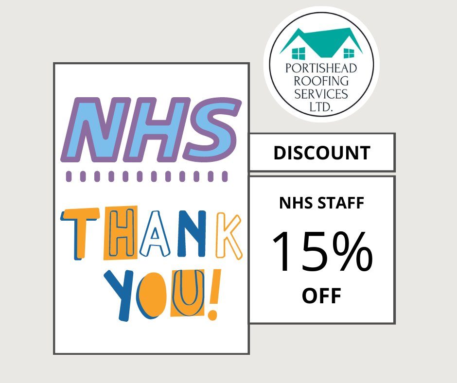 Pheadroofing's tweet photo. I'd like to offer any NHS worker a 15% discount on my services as a roofer throughout the month of May and June. It's thanks to you that I can get back to work, so thank you once again!
Call: 01275 842956
Email: portisheadroofingservices@gmail.com 
#NHS  #healthcare #discount https://t.co/igaAobfqU5