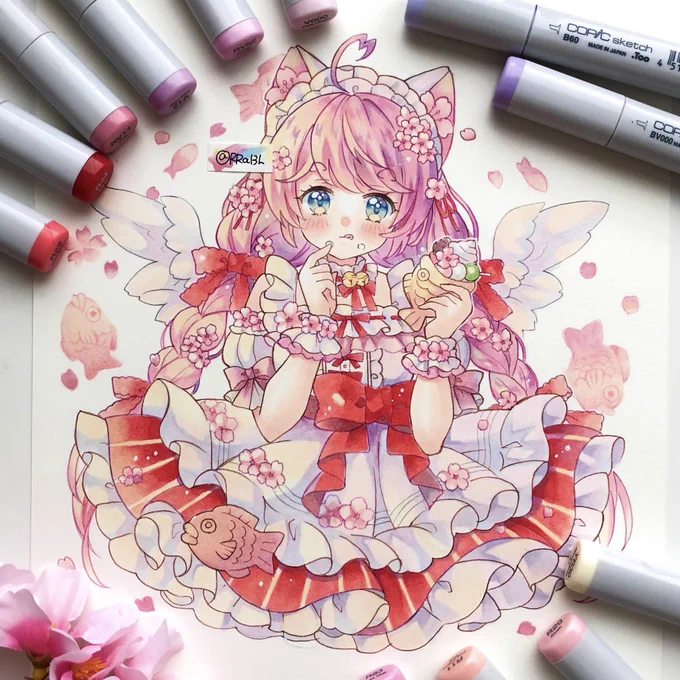 桜のメイドさん🐱🌸
#オリジナル 