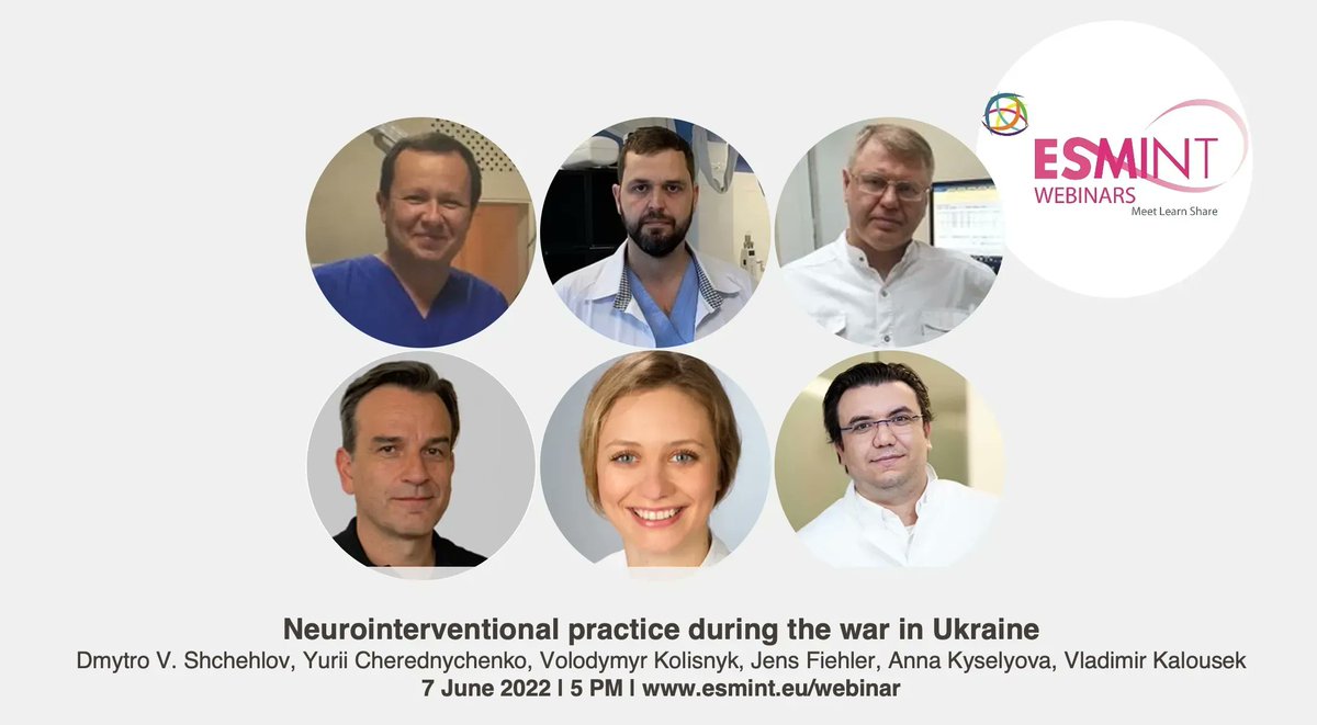 🔜 Don't miss the upcoming special ESMINT Webinar on Tuesday, 7 June 2022 at 5 PM CEST on neurointerventional practice during the war in Ukraine. <a href="/ESOstroke/">European Stroke Org</a> <a href="/SNISinfo/">SNIS Info</a> More information &amp; registration here 👉 buff.ly/3NRBVrr