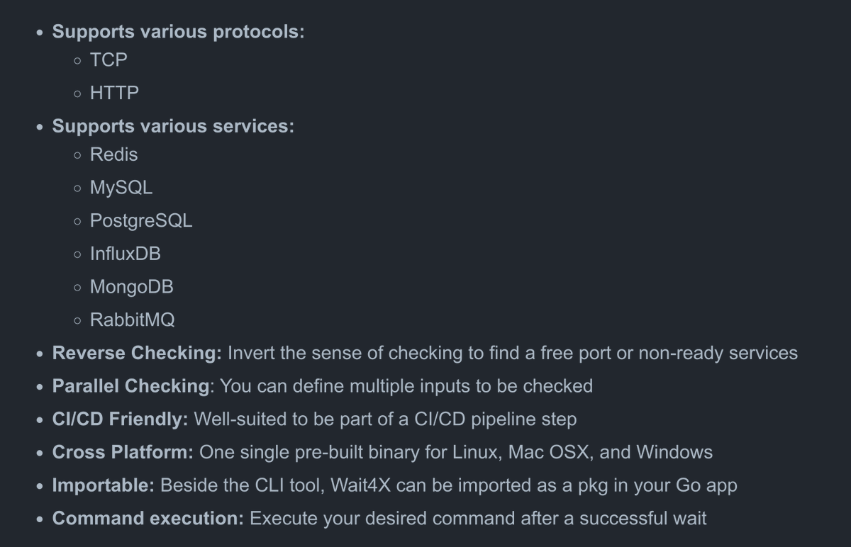 golangch's tweet photo. A Go lib that allows you to wait for a port or a service to enter the requested state, with a customizable timeout and interval time.
#golang

https://t.co/h45sAKuZQc https://t.co/m6wVHV8l3z