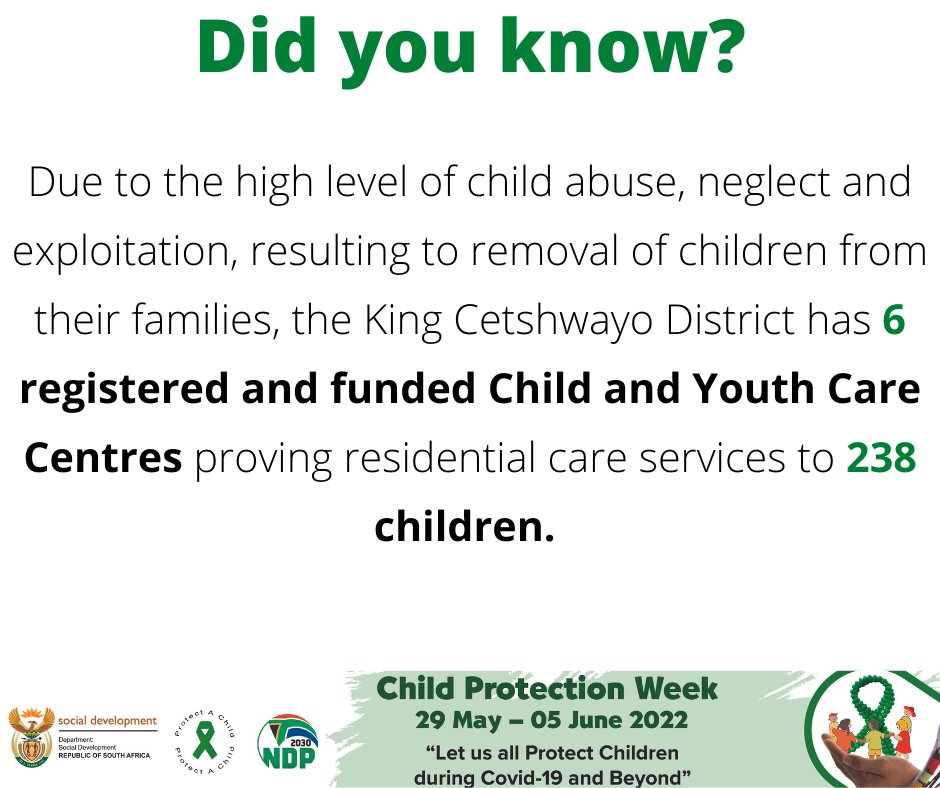 The_DSD's tweet image. In terms of section 28 of the Bill of Rights which is Chapter 2 of the Constitution of the Republic of South Africa, “every child has the right to family care or to appropriate alternative care when removed from family care.” 

#ChildProtectionWeek2022
#CPW2022
