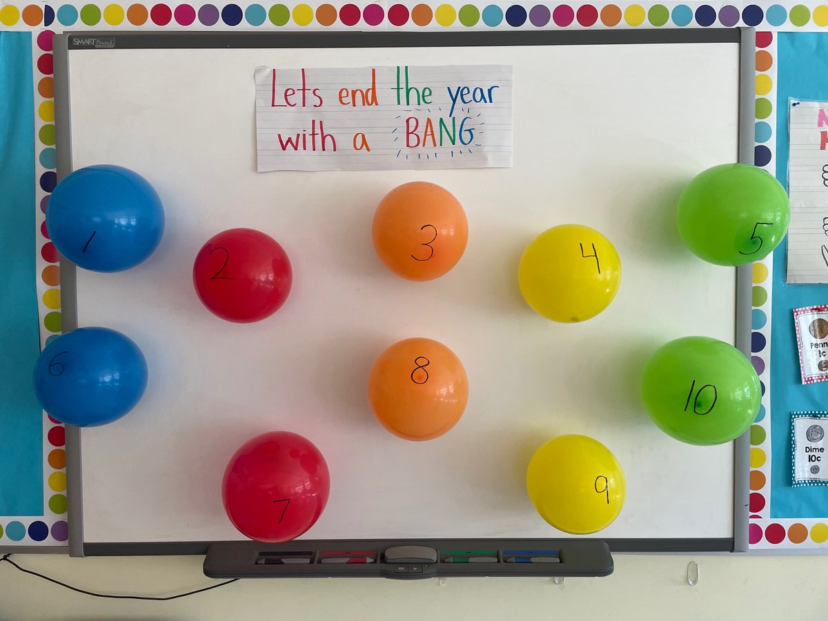 1RFirstGraders's tweet photo. We are in the final 10 days of school! Everyday we are going to pop a balloon (quietly) to reveal an activity for the day. Stay tuned for some fun! 🎈♥️ https://t.co/qa0tVYsnJJ