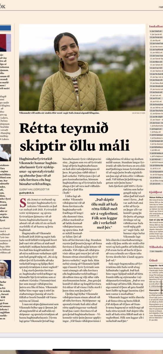 vikonnekt's tweet photo. Am interview with our CEO @safa_jemai  about @vikonnekt on @vidskiptabladid, the article discussed the services that our company offers and also the importance of having the right team to work together on our partners goals. 
https://t.co/NFXA8394MU
 #innovation #software https://t.co/jfNQG1RWHJ