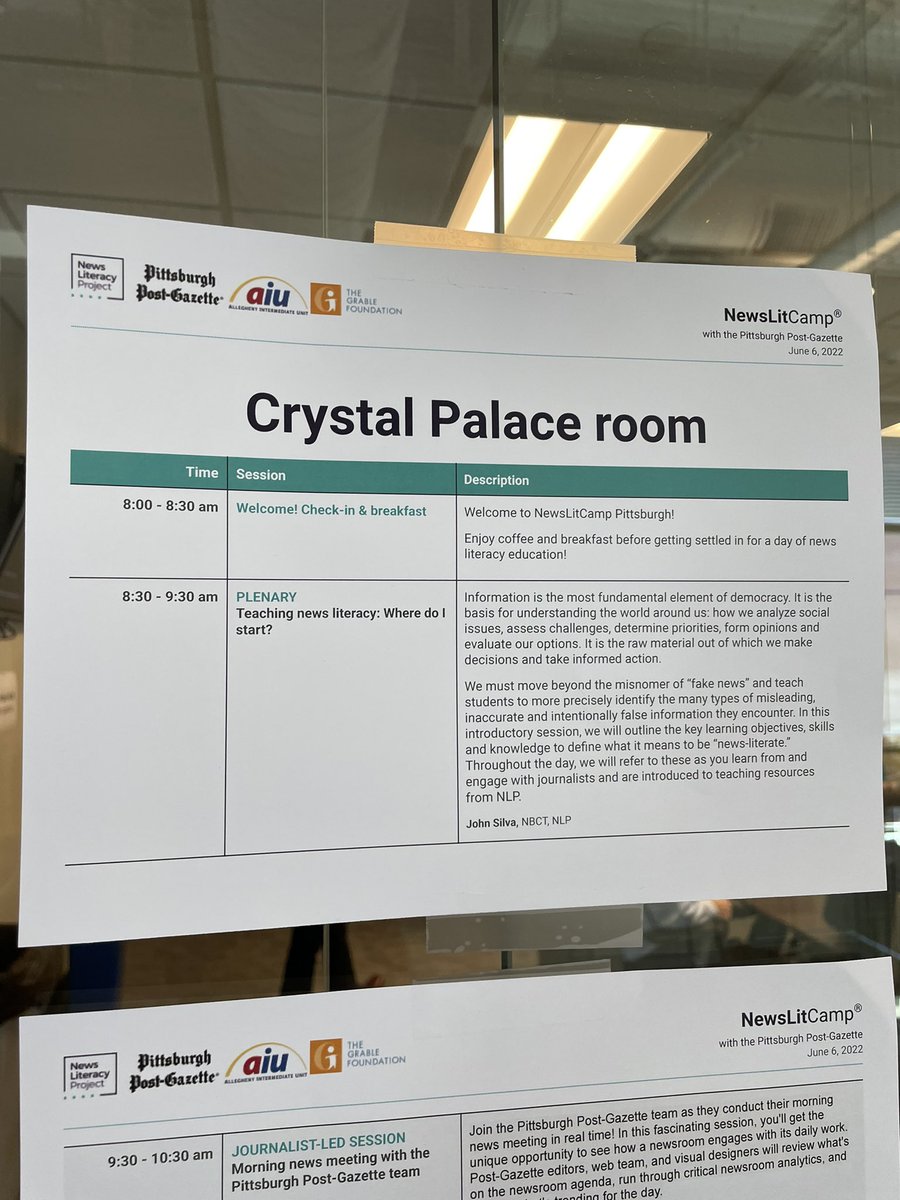 We’re live <a href="/PittsburghPG/">Pittsburgh Post-Gazette</a> for #NewsLitCamp Pittsburgh! Excited to share news literacy with PA educators today. cc <a href="/NewsLitProject/">The News Literacy Project</a>