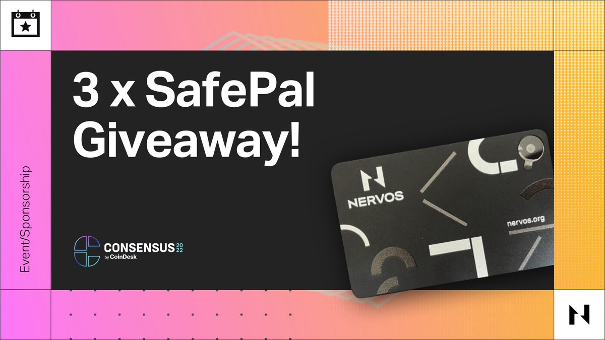NervosNetwork's tweet photo. #Giveaway Alert!🚨
Win a #Nervos x @safepal #hardware wallet!🙌

 To Enter📝
1️⃣ Retweet + Like 
2⃣ Comment &amp; Tag a sponsor at #Consensus2022 you would like #Nervos to meet and tell us why

List of Sponsors @consensus2022 👉 https://t.co/isD358HhBO

Top 3 will be picked on 6/9!🏆 https://t.co/13HiGnUXKJ