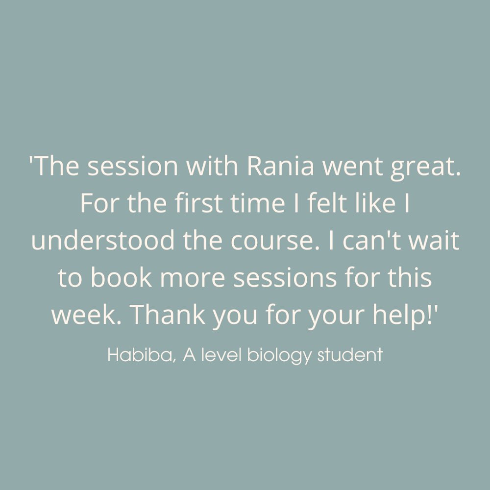 We were so pleased to help Habiba, who got in touch when she needed some last-minute revision support  for her biology A level exam. Good luck Habiba, you’ve got this! DM us if you need support in any subject 💪💪💪#alevelbiology #alevels2022 #revision #Alevelgeography #ALevels