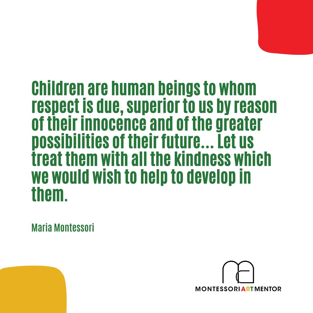 mentor_art's tweet photo. “Children are human beings to whom respect is due, superior to us by reason of their innocence and of the greater possibilities of their future… Let us treat them with all the kindness which we would wish to help to develop in them.”
~ Maria Montessori
#Montessori #montess ... https://t.co/qAZo7F28fO