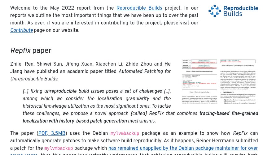 Reproducible Builds on Twitter: 