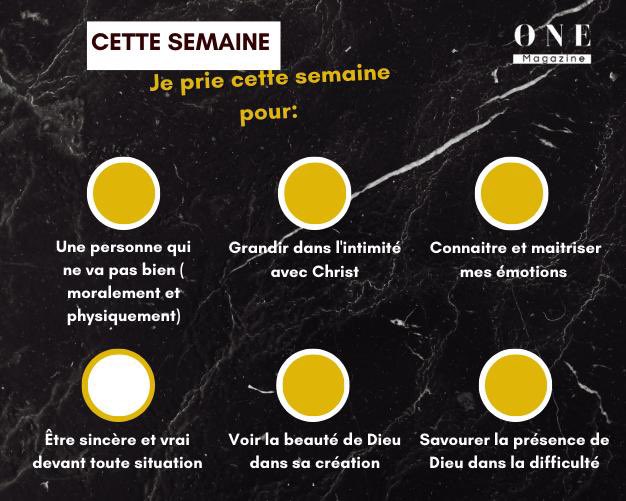 OneMagazine__'s tweet photo. OneMag• Les challenges de la semaine
Cette semaine on relance avec les bonnes habitudes et chaque soir, évaluons nous dans l’atteinte de nos challenges.
#Onemag
#christian #church #community https://t.co/Ttws6dvT58