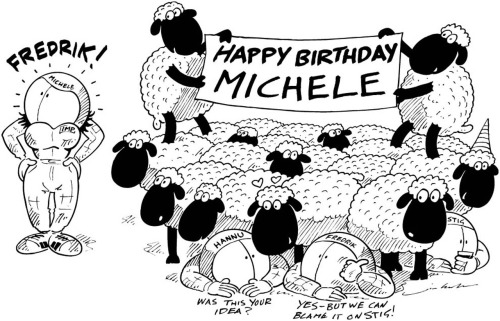 A Happy Birthday card for Michele Mouton. 2001 