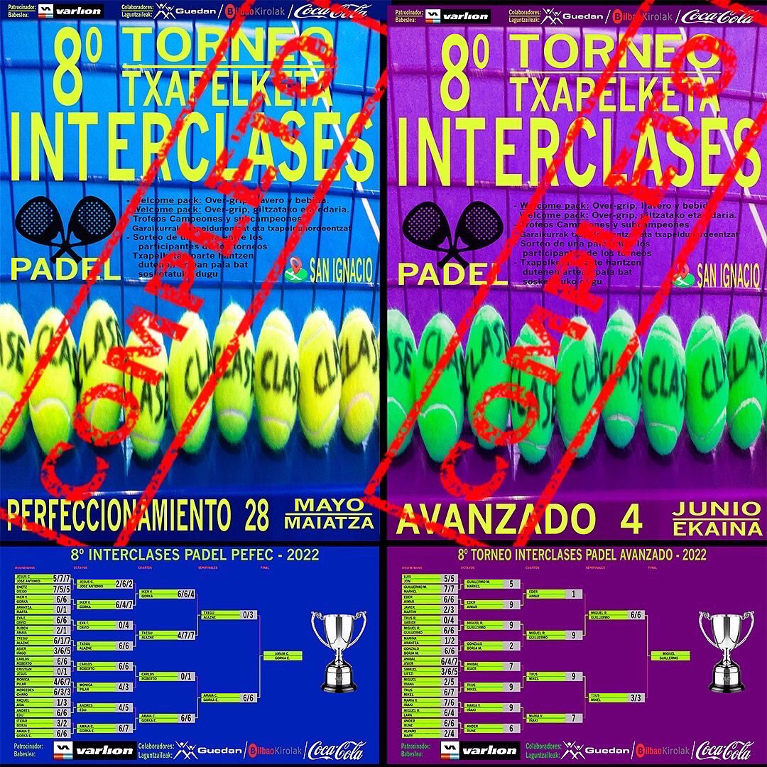 Mikel_Padel's tweet photo. Torneos INTERCLASES Padel Verano 2022 🏆!! Enhorabuena a Ganador@s y agradecimientos a tod@s los participantes asi como tambien a @Guedan_ServDep @VARLIONBRAND @CocaCola_es por su colaboración-patrocinio en premios y sorteos 👏🎾   #varlion #bilbao #padel #cocacola https://t.co/JNKOORfr6Q