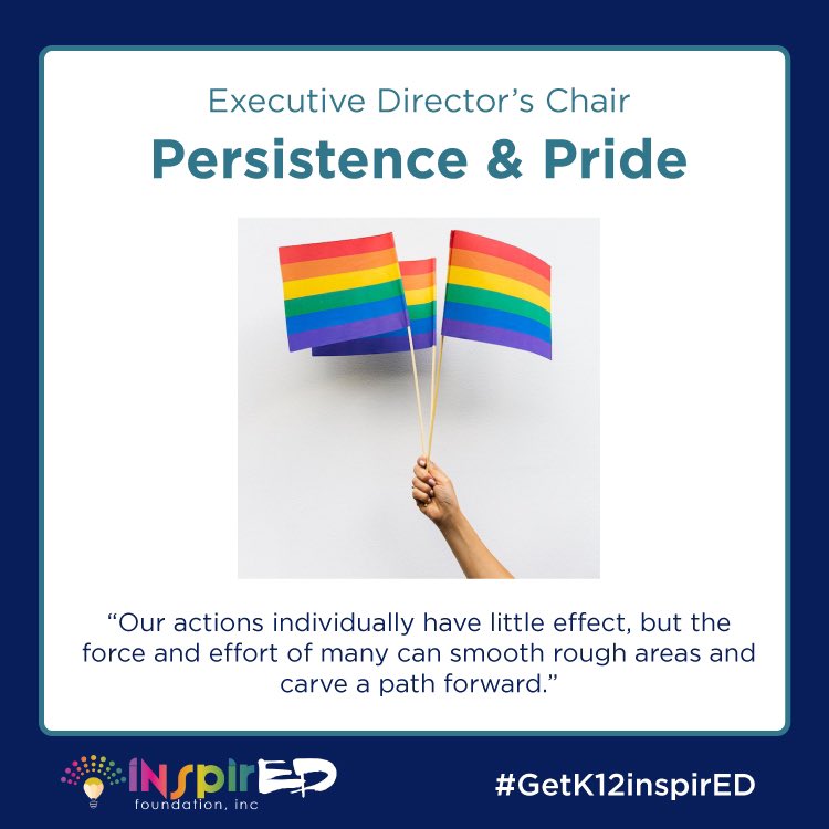 DrDiamondFord's tweet photo. Taking a few moments—this month, especially—to reflect on the power of persistence.

Happy Pride Month!
#GetK12inspirED #pride  #pridemonth 

🔗Read more: https://t.co/VhLTgqMHNV
@inspirEDk12org https://t.co/xd7lbO3rrV