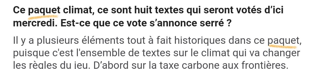 Il fallait s'y attendre, la France ne prend plus des trains de mesures, mais des "paquets".
Comme "réguler", cet anglicisme déplorable ne tardera pas à franchir l'Atlantique...
Et comme toujours, la <a href="/PresseCan/">La Presse Canadienne</a>, l'<a href="/afpfr/">Agence France-Presse</a> ou <a href="/LP_LaPresse/">La Presse</a> joueront les chevaux de Troie.
🤦‍♂️🤬👎