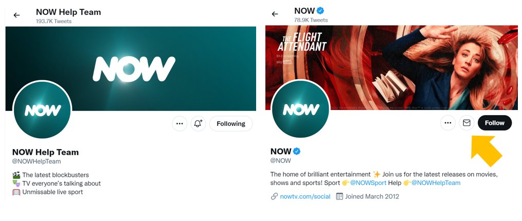 mattwhiting's tweet photo. @NOWHelpTeam Unfortunately, there's no way to DM you right now. Here's how it should look on your main account page. See NOW on the right. Should have that little letter icon https://t.co/eJhfGpLlTO