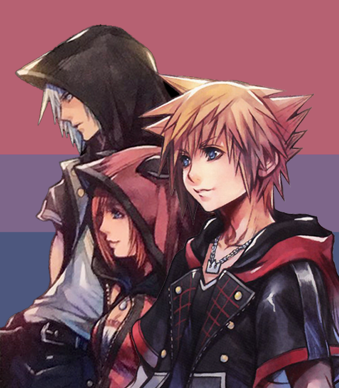 PrideHearts's tweet photo. Bi Flag but it's color-picked from the Destiny Trio, Kingdom Hearts

#riku #khriku #sora #khsora #kairi #khkairi #bisexual #biromantic #bi #bipride #pridehearts https://t.co/7GvB9PEHQn