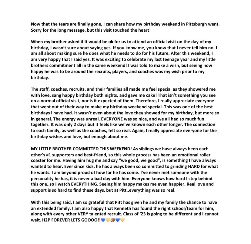#H2P🫶🏾 <a href="/Kennyjohnson05/">Kenny Johnson</a> <a href="/CoachDuzzPittFB/">Pat Narduzzi</a> <a href="/TiUnderwood/">Tiquan Underwood</a> <a href="/CoachBorbs/">Dave Borbely</a> Thank you!