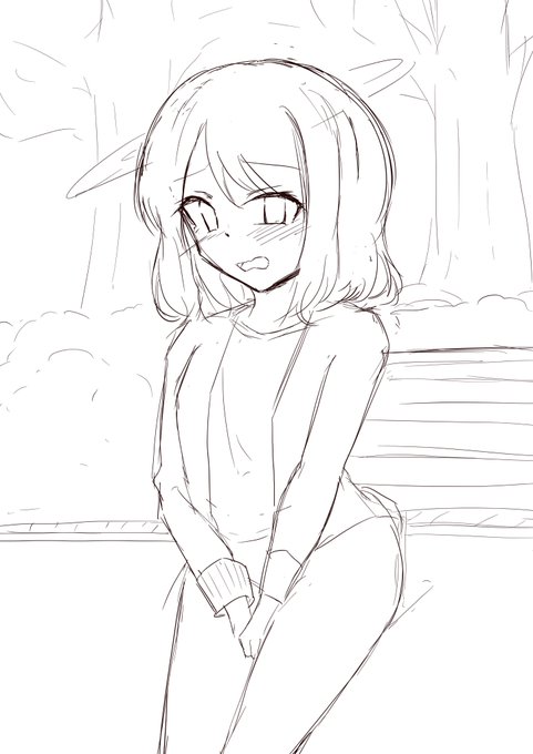 必死にトイレを探してるお姉さんのラフ 