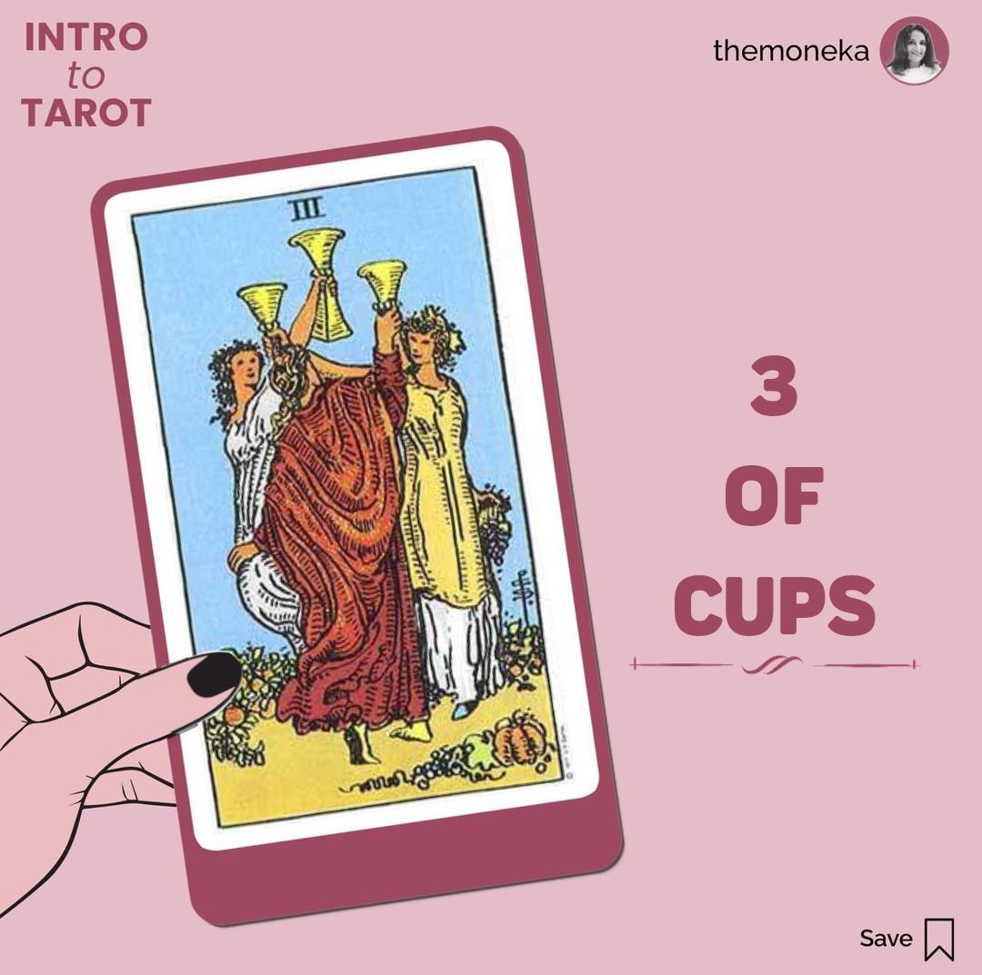 themoneka's tweet photo. The three of cups shows three young women dancing with each other with their cups high in the air representing celebration.
#themoneka #moneka #aceofwands #tarot #tarotreading #tarotcards #mondayvibes https://t.co/TjTqILsDRa