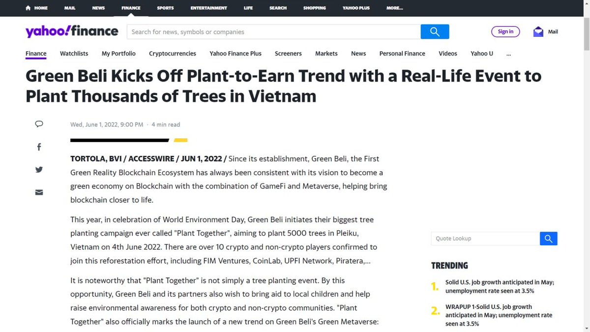 #PLANT2EARN FEATURED ON <a href="/YahooFinance/">Yahoo Finance</a>
More than an event, it’s a mark for a new beginning. #Plant2Earn on #GreenMetaverse: Bridging the gap between blockchain and the real world 🌳
Read more the significant impact of the new GameFi model with NO inflation:
finance.yahoo.com/news/green-bel…