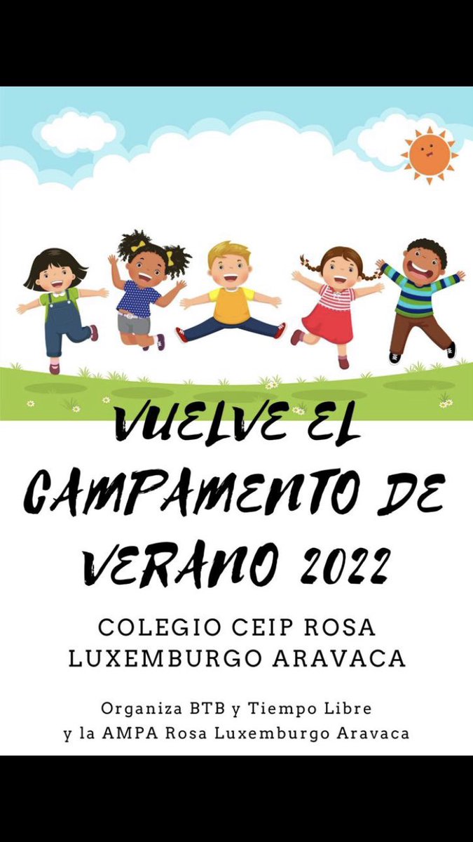 🍀👇🏼👇🏼Vuelve el campamento de verano del <a href="/colegiorosalux/">Colegio Rosa Luxemburgo</a> para los últimos días de junio y todo julio. Información en la web del AMPA o en amparosaluxemburgo@gmail.con 🍀