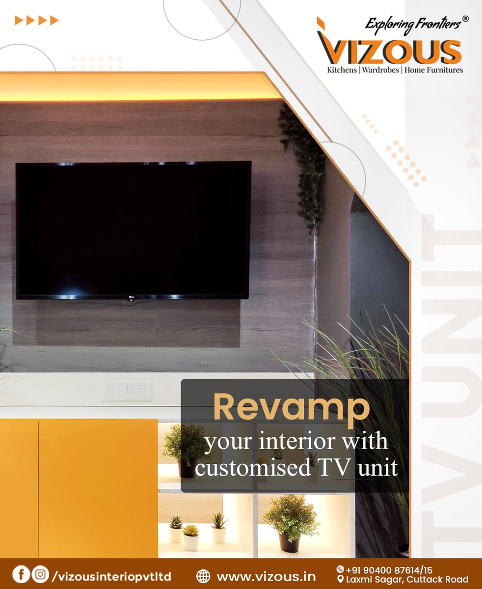vizous's tweet photo. Revamp your living room with customized TV unit. 

Drive to @vizous &amp; pick your collection.
Find us: Laxmi Sagar, Cuttack Road
Contact us: 📲9040087615 | 📲 9040087614
.
 
#vizousinterio #bhubaneswar #tvunit #livingroomdecor #UtkalBuilders #modularhomesetupnearme #odishahomedecor https://t.co/08DOlQJtap