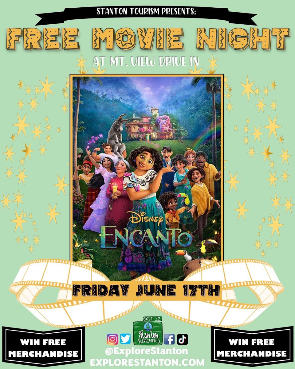ExploreStanton's tweet photo. Thanks for helping us #PickTheFlick!

We'll see y'all NEXT FRIDAY, June 17th at the Mt. View Drive In for 🎬FREE MOVIE NIGHT🎬 featuring Encanto!

#Exit22 
#ExploreStanton https://t.co/7WfXcnu5lP