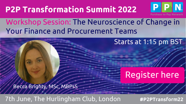p2pnetwrk's tweet photo. How do our minds really work when we're undergoing change? What can we do to make ourselves feel more confident? Our next workshop session gives the practical ideas to take back to our teams #P2PTransform22 #P2P #AccountsPayable #Procurement https://t.co/pyrameAcDs