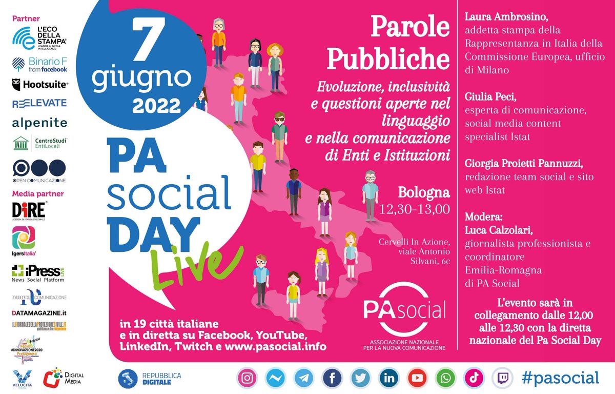 📍 19 città e 10 ore di diretta: è tempo di #PASocial Day! Appuntamento DOMATTINA a partire dalle 9. Il coordinamento Emilia-Romagna parteciperà con il segmento "Parole pubbliche" alle 12:30: non mancate! 😊
Il programma dettagliato qui 👉 pasocial.info/pa-social-day-…

<a href="/Ambrosino_EU/">Laura Ambrosino 🇪🇺 🇮🇹 📰📢</a>