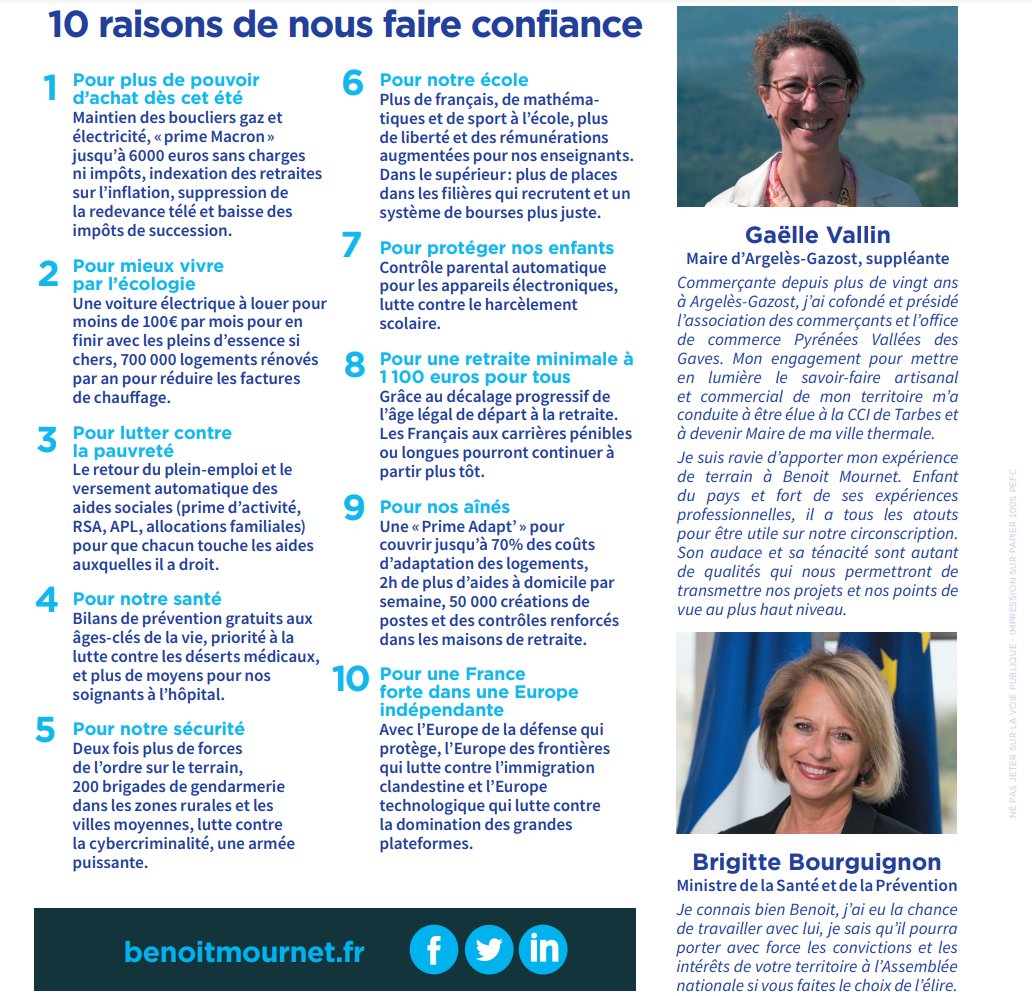 📍 Retrouvez notre programme “Être utile ici, maintenant."

👉 Le 1er tour c’est dimanche !
🗳 Les 12 et 19 juin, donnons une majorité à Emmanuel Macron 

#benoitmournet #legislatives2022 #AvecVous #Ensemble