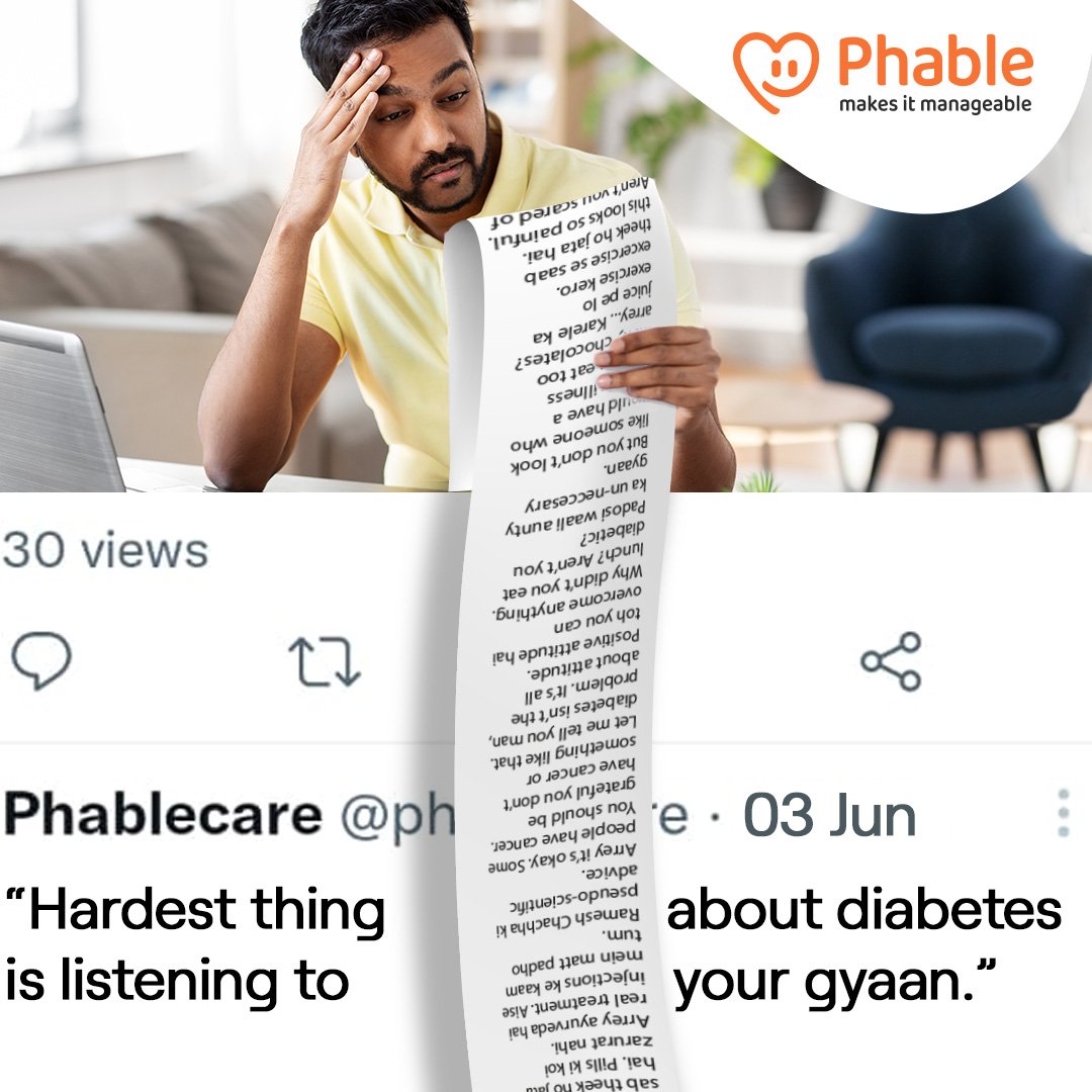 phablecare's tweet photo. What’s the most annoying diabetes gyaan you’ve received? 😖

Let us know in the comments.

#Diabetes #DiabeticLife #DiabeticProblems #DiabeticFood #ChronicIllness #Phable https://t.co/MULWksZDsd