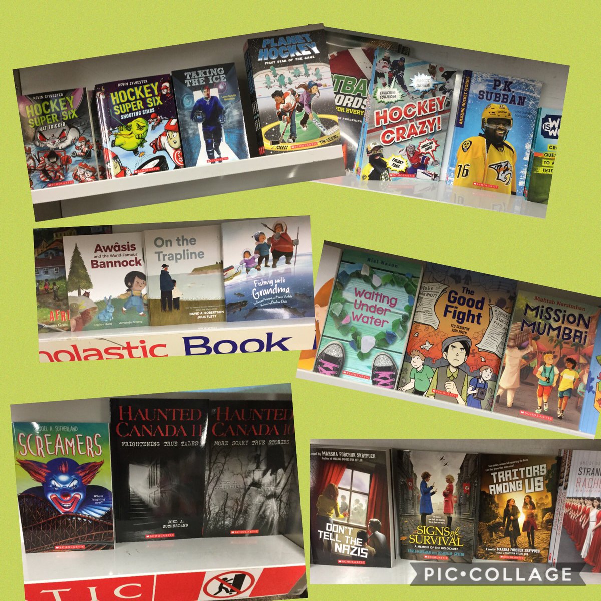 Readergirl4's tweet photo. #checkout out these awesome @ireadcanadian titles at our @scholasticCDA #bookfair!!! Way to go @kevinarts @lornasn @MarshaSkrypuch @joelasutherland @DaveAlexRoberts @RielNason @ShauntayGrant #JulieFlett #SusanAvingaq @Inhabit_Media @TundraBooks @jtorrescomics #TimLevins https://t.co/P5dl9zzCrO