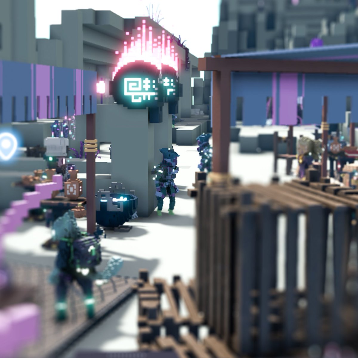 voxodeus's tweet photo. A lively Cypherverse marketplace, filled with VoxoDeus Phase 1 Avatars on our 12x12 @TheSandboxGame plot 👀

#VoxoFam https://t.co/TXEvvfjh4n