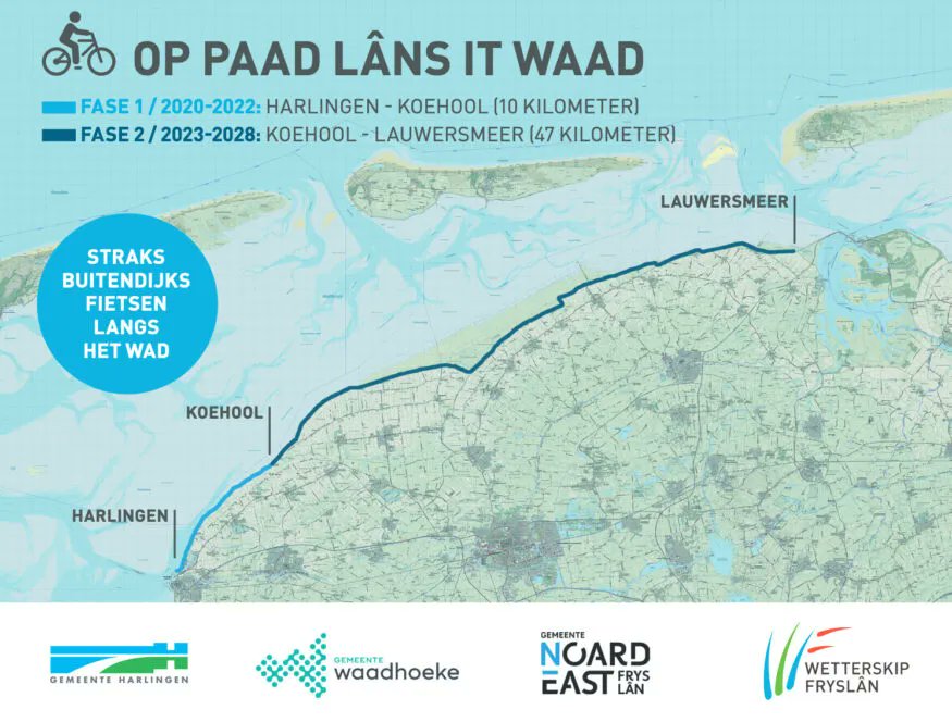 Het IKW-project Op Paad lâns it Waad heeft als doel het verbeteren van de belevingswaarde van de Friese Waddenkust. Centraal in het project staat de opgave om delen van de buitenkant van de Waddendijk beter toegankelijk te maken voor fietsers. Lees meer: buff.ly/3F4PnVM