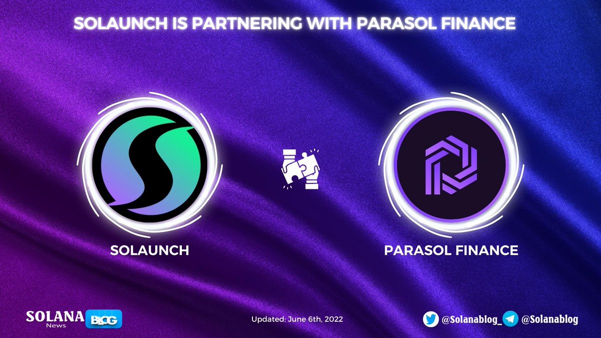 Solanablog_'s tweet photo. 📢@solaunch_io is partnering with @parasol_finance 

#ParasolFinance is the first-ever #community governed #IDO platform built on #Solana🤩

Waiting for good things that your partnership bring to our community🥳

#SolanaBlog #SOLANA $SOL #ParasolFinance #Solaunch https://t.co/xTtUbSyxBI