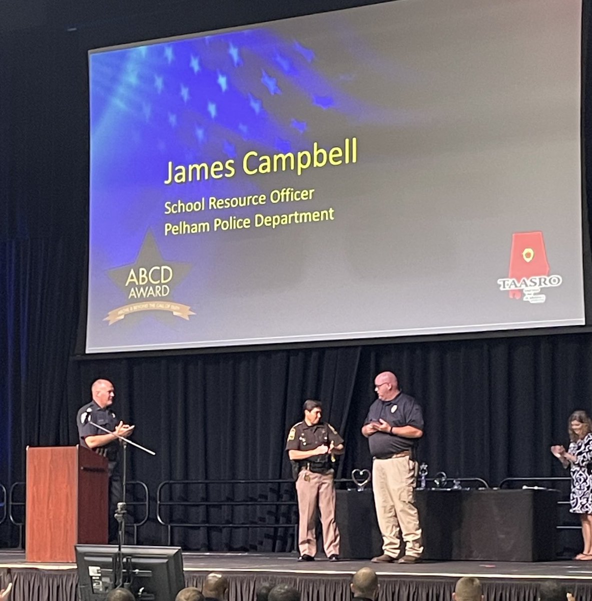 ThePelhamWayASU's tweet photo. Thank you Officer James Campbell for ALL you do for PHS! He was awarded the Above the Call of Duty Award at the TAASRO Conference. @CityofPelham @PelhamSchools #thepelhamway #apathapart https://t.co/bRlHsRONKM